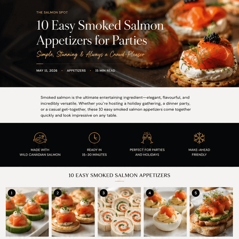 Delicious smoked salmon appetizers perfect for parties and gatherings. Elegant, flavorful, and easy.